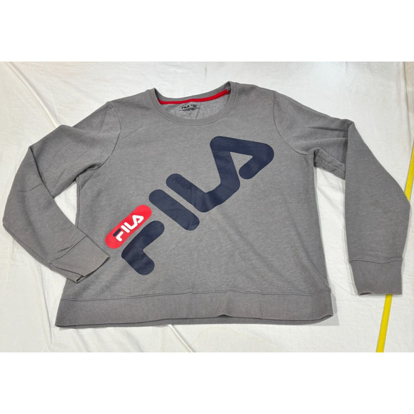 FILA Spell Out Sweat Shirt Gray Boy's Size XL Long Sleeve Crew Neck - Picture 1 of 6